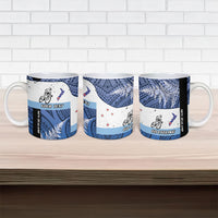 Personalised Cycling New Zealand Ceramic Mug Aotearoa Map Fern Maori Pattern