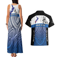 Personalised Cycling New Zealand Couples Matching Tank Maxi Dress and Hawaiian Shirt Aotearoa Map Fern Maori Pattern LT22 - Polynesian Pride