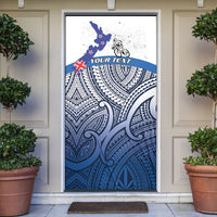 Personalised Cycling New Zealand Door Cover Aotearoa Map Fern Maori Pattern
