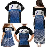 Personalised Cycling New Zealand Family Matching Puletasi and Hawaiian Shirt Aotearoa Map Fern Maori Pattern LT22 - Polynesian Pride