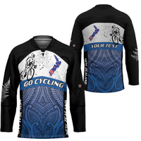 Personalised Cycling New Zealand Hockey Jersey Aotearoa Map Fern Maori Pattern