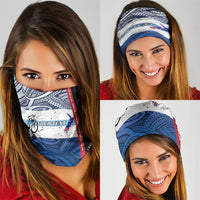 Personalised Cycling New Zealand Neck Gaiter Aotearoa Map Fern Maori Pattern