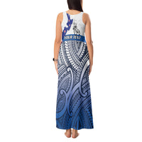 Personalised Cycling New Zealand Tank Maxi Dress Aotearoa Map Fern Maori Pattern