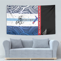 Personalised Cycling New Zealand Tapestry Aotearoa Map Fern Maori Pattern