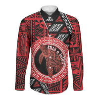 Personalised Tonga Language Week Long Sleeve Button Shirt Heilala Turtle Malo E Lelei LT22 Unisex Red - Polynesian Pride