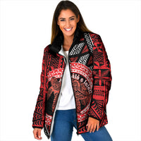 Personalised Tonga Language Week Padded Jacket Heilala Turtle Malo E Lelei LT22 Women Red - Polynesian Pride