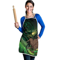 Kiwi New Zealand Personalised Apron Aotearoa Map Silver Fern Koru Pattern