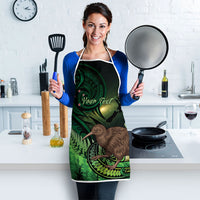 Kiwi New Zealand Personalised Apron Aotearoa Map Silver Fern Koru Pattern