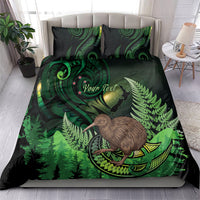 Kiwi New Zealand Personalised Bedding Set Aotearoa Map Silver Fern Koru Pattern