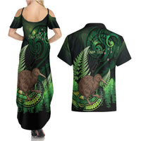 Kiwi New Zealand Personalised Couples Matching Summer Maxi Dress and Hawaiian Shirt Aotearoa Map Silver Fern Koru Pattern LT22 - Polynesian Pride