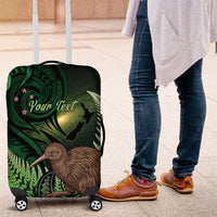 Kiwi New Zealand Personalised Luggage Cover Aotearoa Map Silver Fern Koru Pattern