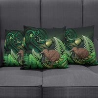 Kiwi New Zealand Personalised Pillow Cover Aotearoa Map Silver Fern Koru Pattern