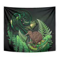 Kiwi New Zealand Personalised Tapestry Aotearoa Map Silver Fern Koru Pattern