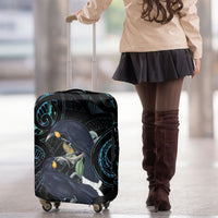 New Zealand Huia Bird Luggage Cover Paua Shell Maori Pattern