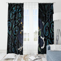New Zealand Huia Bird Window Curtain Paua Shell Maori Pattern
