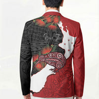 Kiwi New Zealand Personalised Blazer NZ Map Pohutukawa Fern Maori Pattern