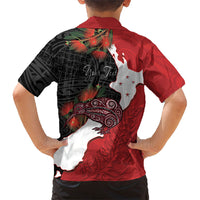 Kiwi New Zealand Personalised Family Matching Puletasi and Hawaiian Shirt NZ Map Pohutukawa Fern Maori Pattern LT22 - Polynesian Pride