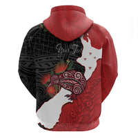 Kiwi New Zealand Personalised Hoodie NZ Map Pohutukawa Fern Maori Pattern