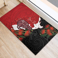 Kiwi New Zealand Personalised Rubber Doormat NZ Map Pohutukawa Fern Maori Pattern