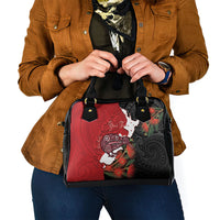 Kiwi New Zealand Personalised Shoulder Handbag NZ Map Pohutukawa Fern Maori Pattern