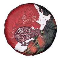 Kiwi New Zealand Personalised Spare Tire Cover NZ Map Pohutukawa Fern Maori Pattern LT22 - Polynesian Pride