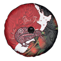 Kiwi New Zealand Personalised Spare Tire Cover NZ Map Pohutukawa Fern Maori Pattern LT22 - Polynesian Pride
