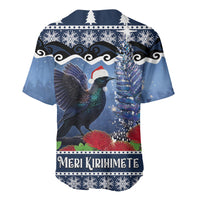New Zealand Tui Bird Christmas Baseball Jersey Pohutukawa Xmas Tree Meri Kirihimete LT22 - Polynesian Pride
