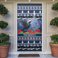 New Zealand Tui Bird Christmas Door Cover Pohutukawa Xmas Tree Meri Kirihimete LT22 Blue - Polynesian Pride