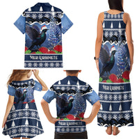 New Zealand Tui Bird Christmas Family Matching Tank Maxi Dress and Hawaiian Shirt Pohutukawa Xmas Tree Meri Kirihimete LT22 - Polynesian Pride