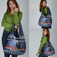 New Zealand Tui Bird Christmas Grocery Bag Pohutukawa Xmas Tree Meri Kirihimete LT22 - Polynesian Pride