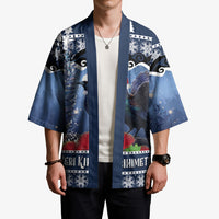 New Zealand Tui Bird Christmas Kimono Pohutukawa Xmas Tree Meri Kirihimete LT22 - Polynesian Pride