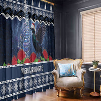 New Zealand Tui Bird Christmas Window Curtain Pohutukawa Xmas Tree Meri Kirihimete LT22 - Polynesian Pride