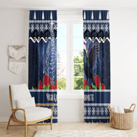 New Zealand Tui Bird Christmas Window Curtain Pohutukawa Xmas Tree Meri Kirihimete LT22 - Polynesian Pride