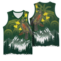Kea Bird Kowhai New Zealand Basketball Jersey Mountain Landscape Maori Art LT22 - Polynesian Pride