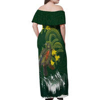 Kea Bird Kowhai New Zealand Family Matching Off Shoulder Maxi Dress and Hawaiian Shirt Mountain Landscape Maori Art LT22 - Polynesian Pride