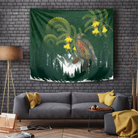 Kea Bird Kowhai New Zealand Tapestry Mountain Landscape Maori Art