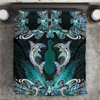 New Zealand Kotiate Weapon Bedding Set Aotearoa Mango Paua Shell Maori Pattern LT22 Blue - Polynesian Pride