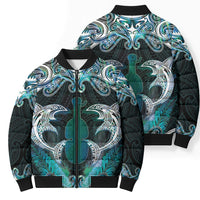 New Zealand Kotiate Weapon Bomber Puffer Jacket Aotearoa Mango Paua Shell Maori Pattern LT22 - Polynesian Pride