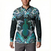 New Zealand Kotiate Weapon Button Sweatshirt Aotearoa Mango Paua Shell Maori Pattern LT22 - Polynesian Pride