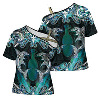 New Zealand Kotiate Weapon Cross Shoulder Shirt Aotearoa Mango Paua Shell Maori Pattern LT22 - Polynesian Pride