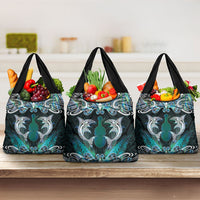 New Zealand Kotiate Weapon Grocery Bag Aotearoa Mango Paua Shell Maori Pattern LT22 3-pack One Size Blue - Polynesian Pride