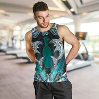 New Zealand Kotiate Weapon Men Tank Top Aotearoa Mango Paua Shell Maori Pattern LT22 Blue - Polynesian Pride