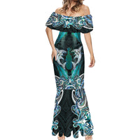 New Zealand Kotiate Weapon Mermaid Dress Aotearoa Mango Paua Shell Maori Pattern LT22 - Polynesian Pride