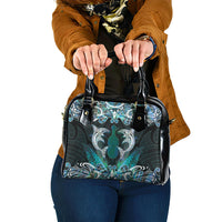 New Zealand Kotiate Weapon Shoulder Handbag Aotearoa Mango Paua Shell Maori Pattern LT22 One Size Blue - Polynesian Pride