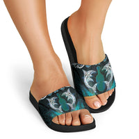 New Zealand Kotiate Weapon Slide Sandals Aotearoa Mango Paua Shell Maori Pattern LT22 - Polynesian Pride