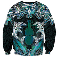 New Zealand Kotiate Weapon Sweatshirt Aotearoa Mango Paua Shell Maori Pattern LT22 - Polynesian Pride
