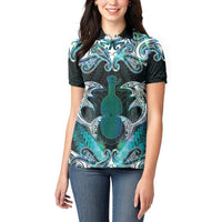 New Zealand Kotiate Weapon Women Polo Shirt Aotearoa Mango Paua Shell Maori Pattern LT22 - Polynesian Pride