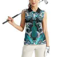 New Zealand Kotiate Weapon Women Sleeveless Polo Shirt Aotearoa Mango Paua Shell Maori Pattern LT22 - Polynesian Pride