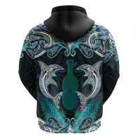 New Zealand Kotiate Weapon Zip Hoodie Aotearoa Mango Paua Shell Maori Pattern LT22 - Polynesian Pride