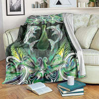 New Zealand Mere Pounamu Weapon Blanket Aotearoa Mango Paua Shell Maori Pattern LT22 Green - Polynesian Pride
